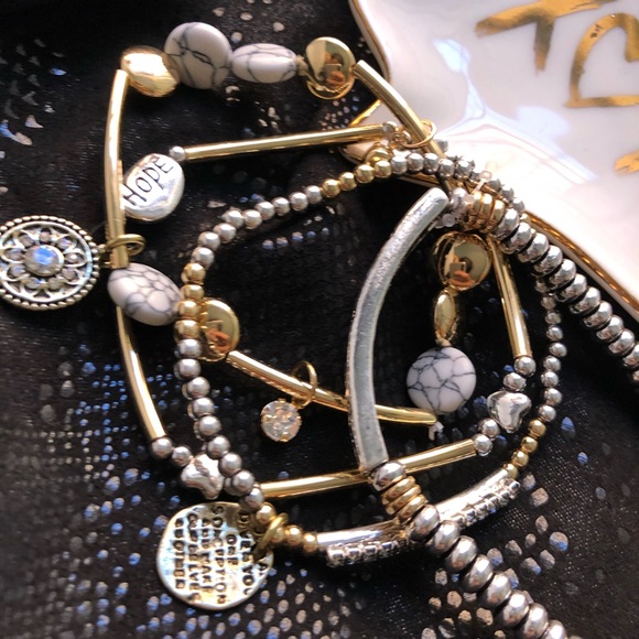 BOHO BABE SILVER AND GOLD CHARM BRACELET - Picture 3 of 10